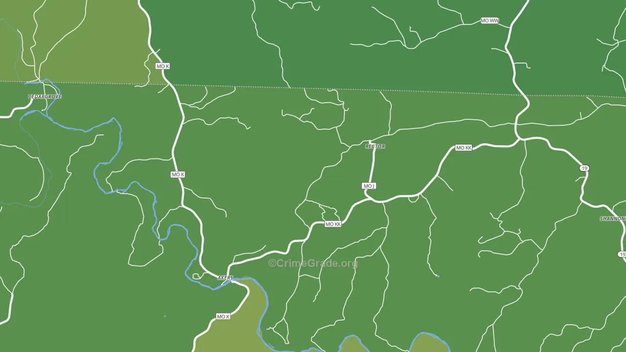 Rector, MO Map of Vehicle Theft Rates