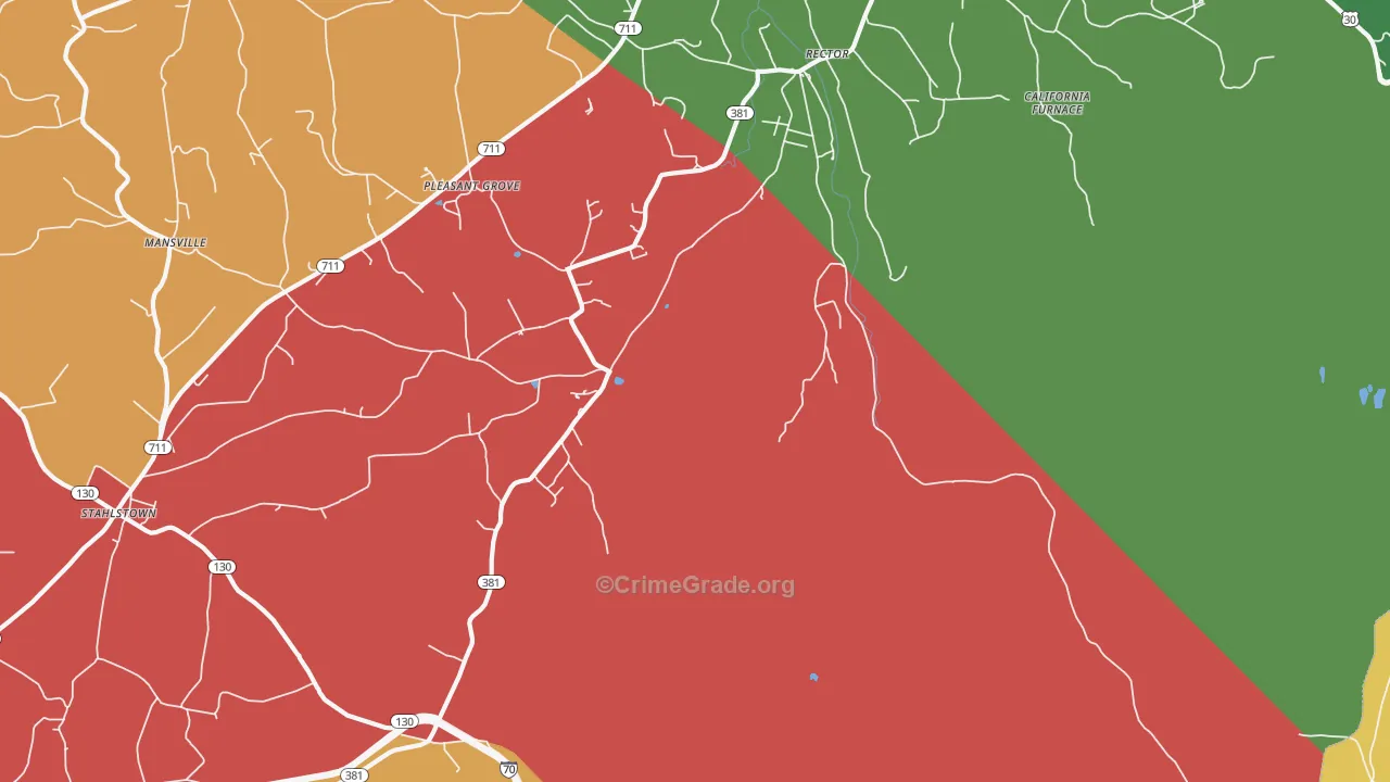 Rector, PA Map of Vehicle Theft Rates