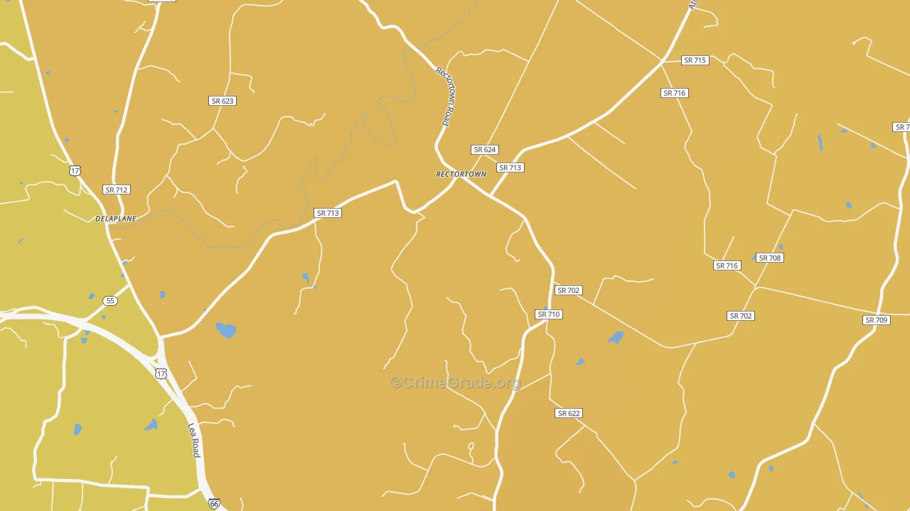 Rectortown, VA Map of Vehicle Theft Rates