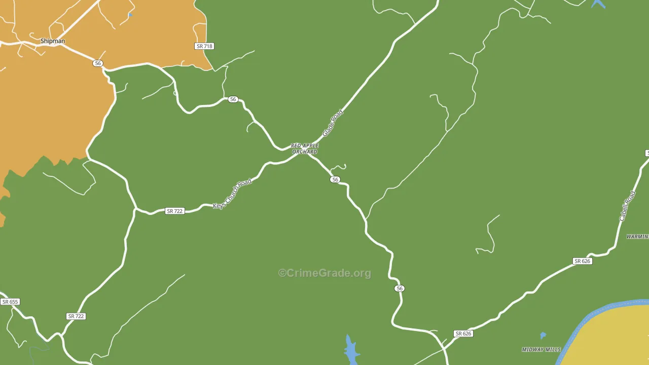 Red Apple Orchard, VA Map of Vehicle Theft Rates