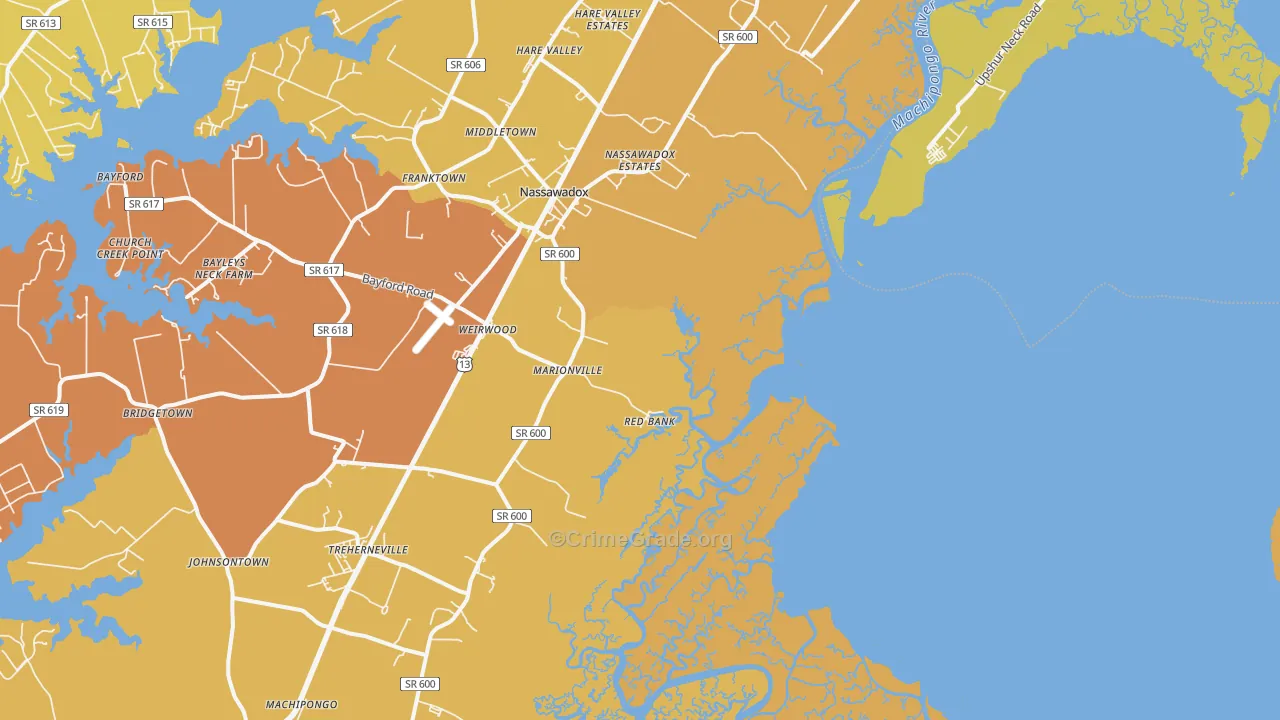 Red Bank, VA Map of Vehicle Theft Rates