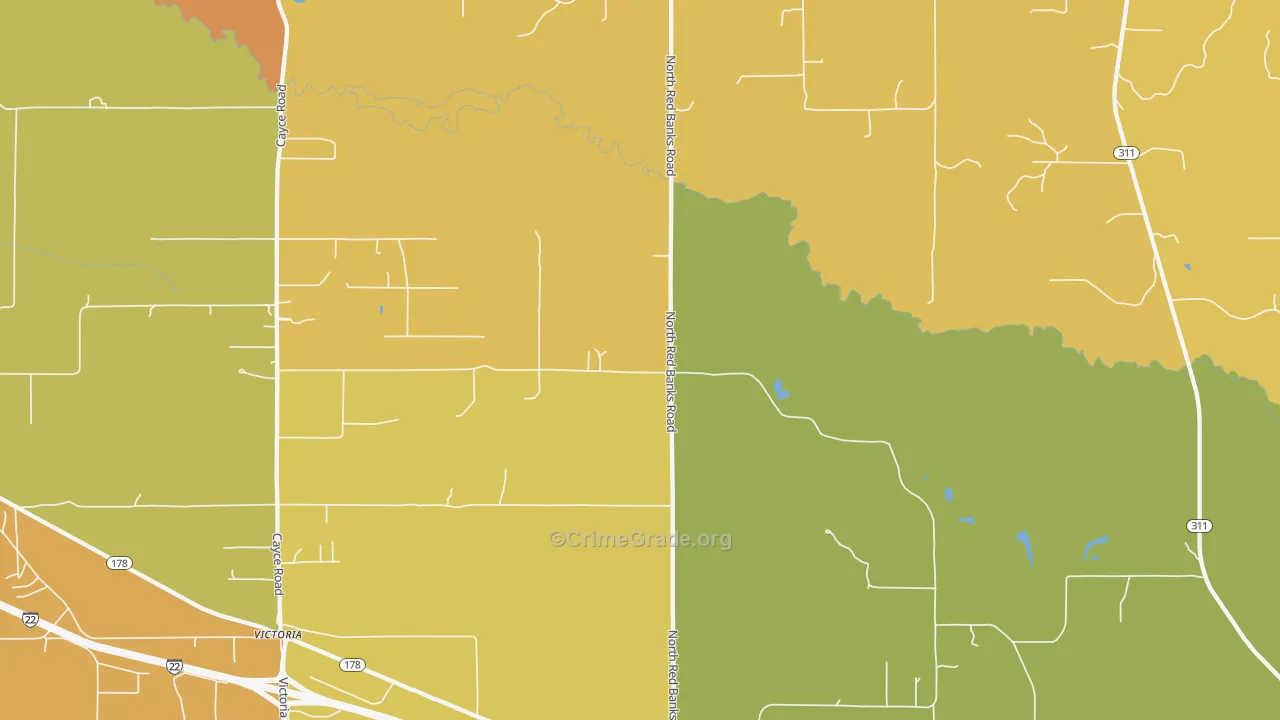 Red Banks, MS Map of Vehicle Theft Rates