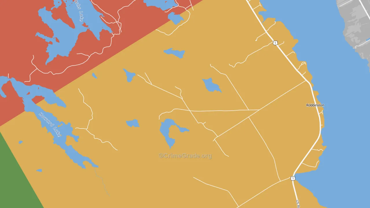 Red Beach, ME Map of Vehicle Theft Rates