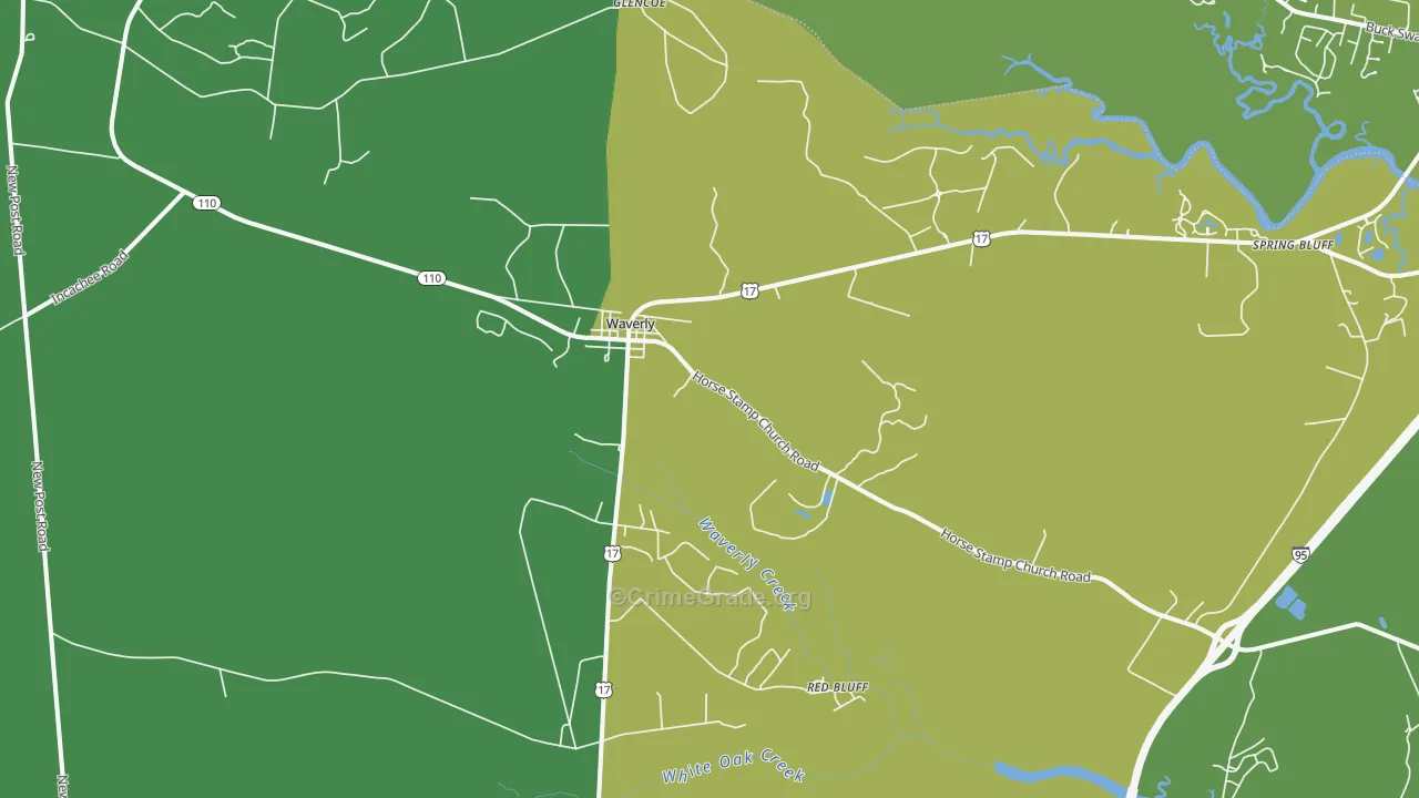 Red Bluff, GA Map of Vehicle Theft Rates