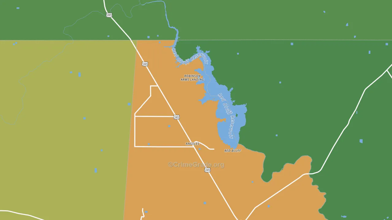Red Bluff, TX Map of Vehicle Theft Rates