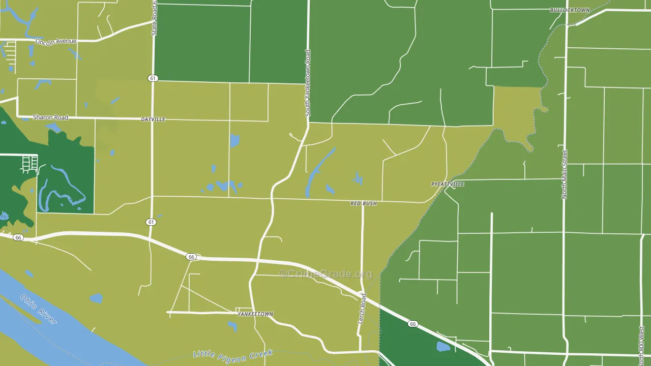Red Bush, IN Map of Vehicle Theft Rates