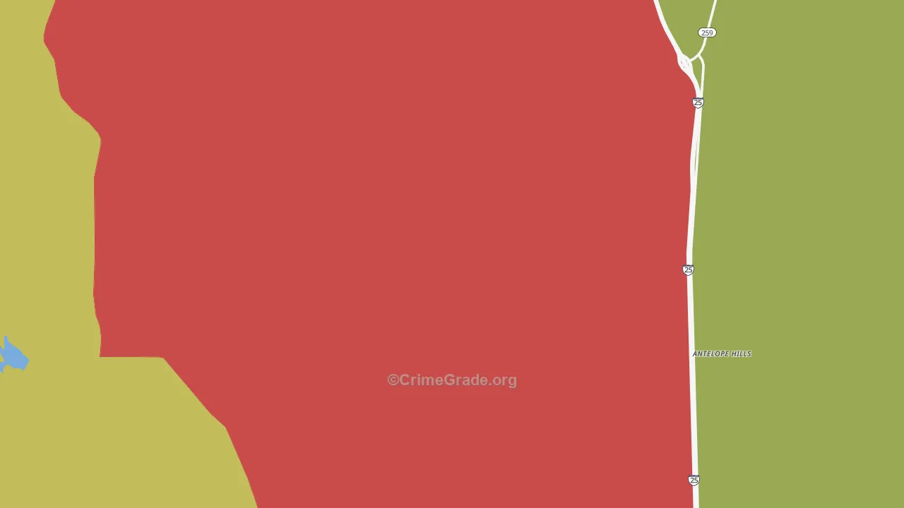 Red Buttes Village, WY Map of Vehicle Theft Rates
