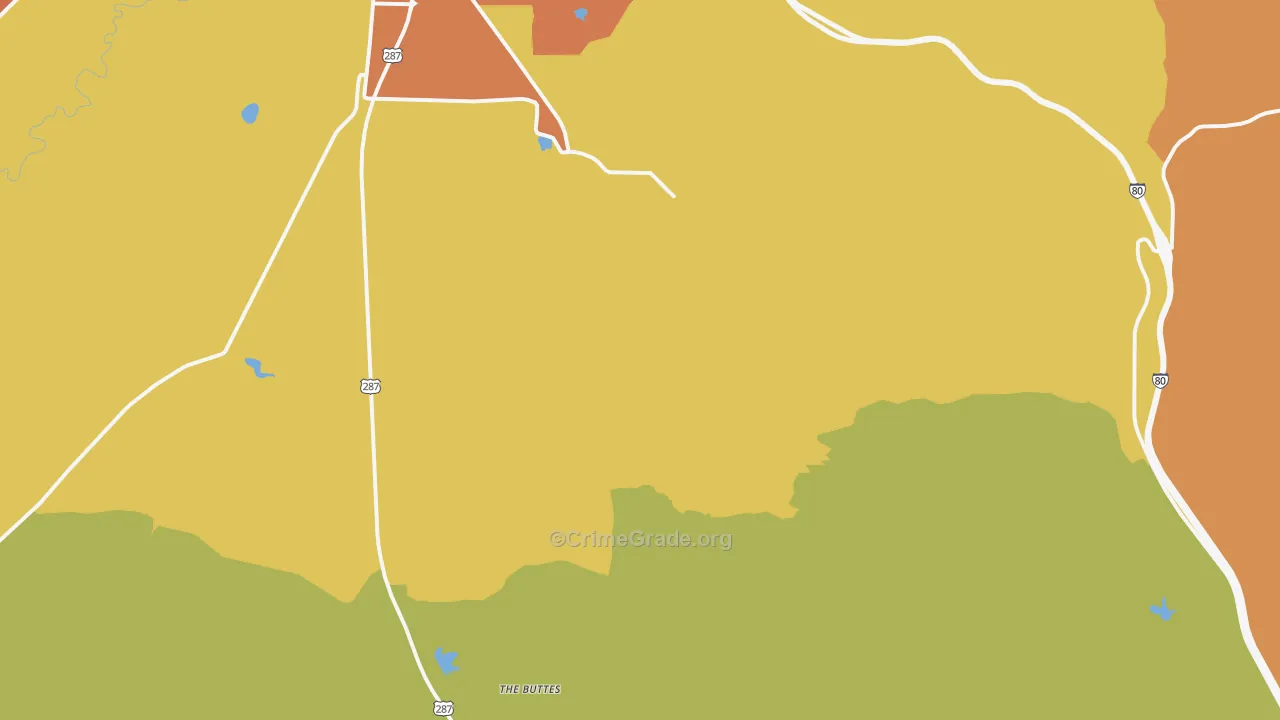 Red Buttes, WY Map of Vehicle Theft Rates