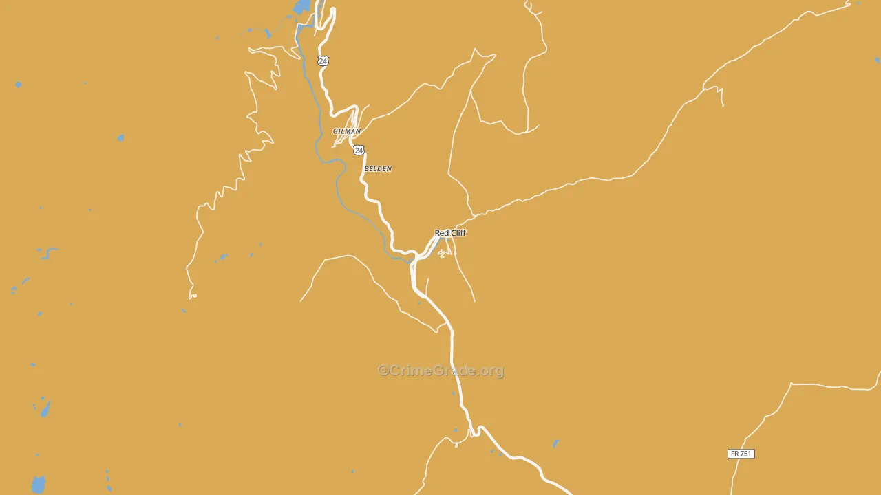 Red Cliff, CO Map of Vehicle Theft Rates