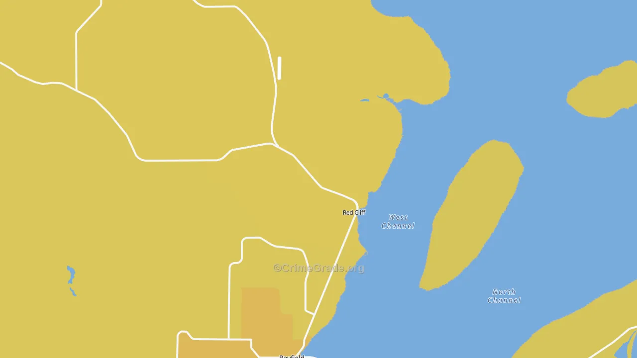 Red Cliff, WI Map of Vehicle Theft Rates