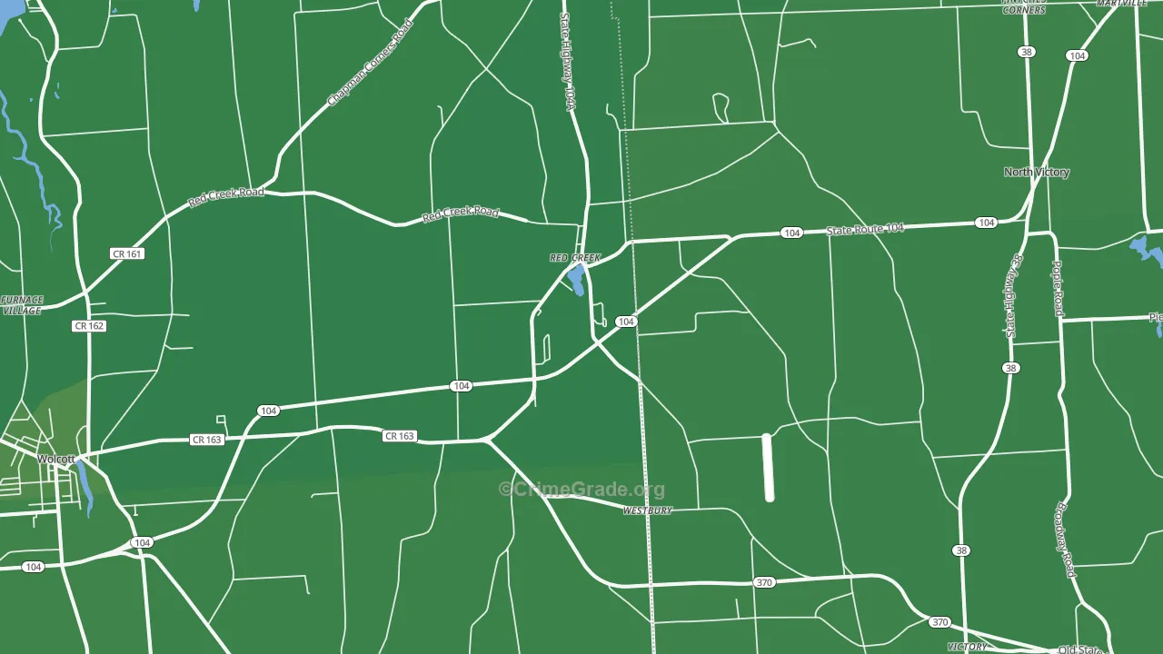 Red Creek, NY Map of Vehicle Theft Rates