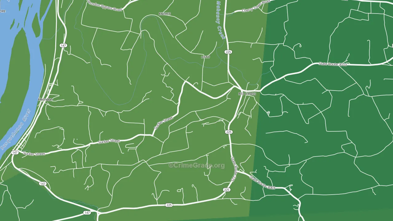 Red Cross, PA Map of Vehicle Theft Rates