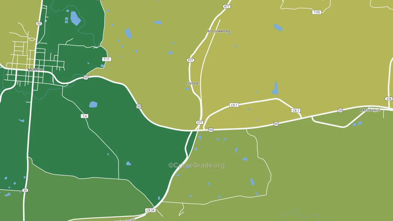 Red Diamond, OH Map of Vehicle Theft Rates