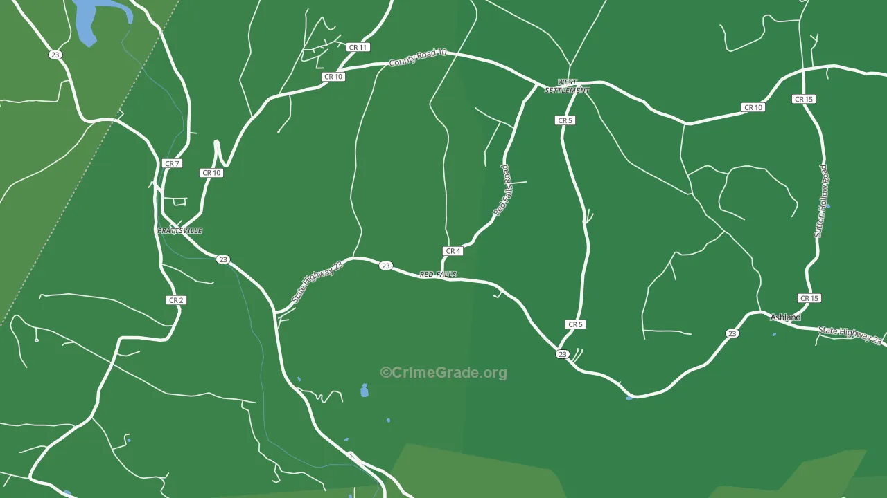 Red Falls, NY Map of Vehicle Theft Rates