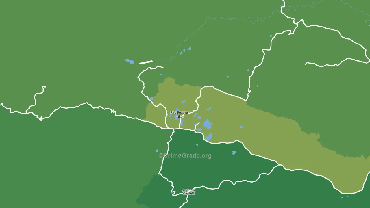 Red Feather Lakes, CO Map of Vehicle Theft Rates