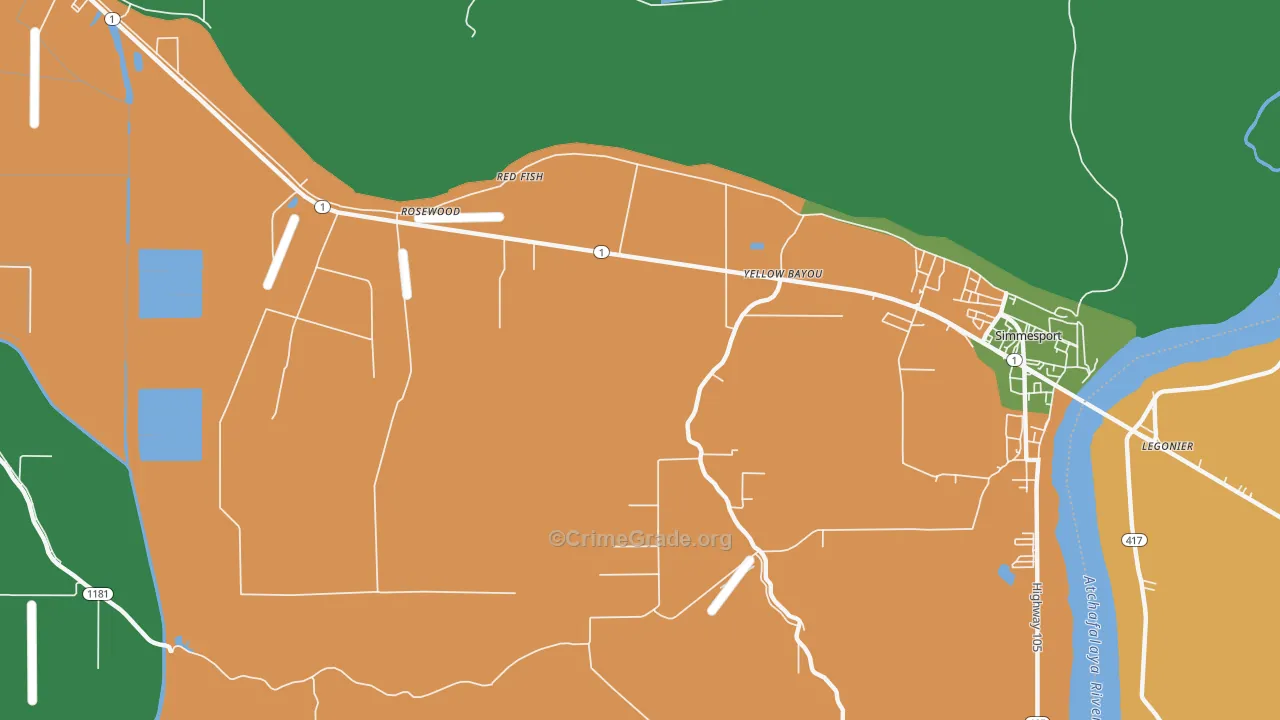 Red Fish, LA Map of Vehicle Theft Rates