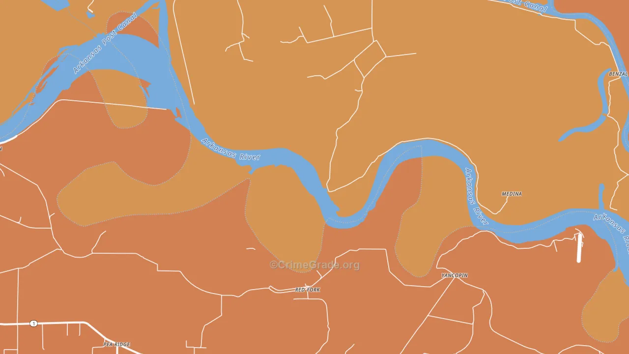 Red Fork, AR Map of Vehicle Theft Rates