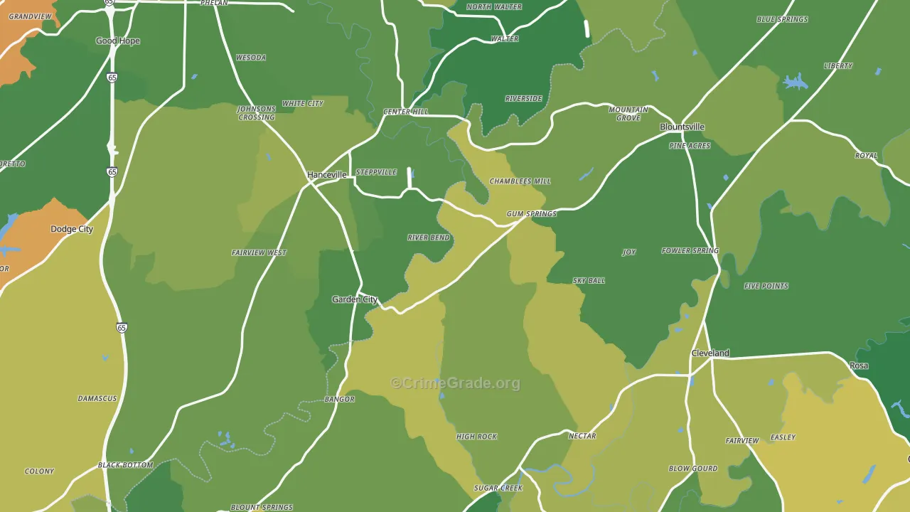 Red Hill, AL Map of Vehicle Theft Rates