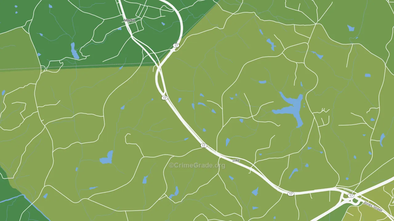 Red Hill, GA Map of Vehicle Theft Rates