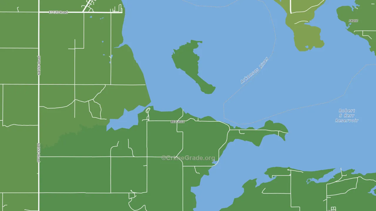 Red Hill, OK Map of Vehicle Theft Rates