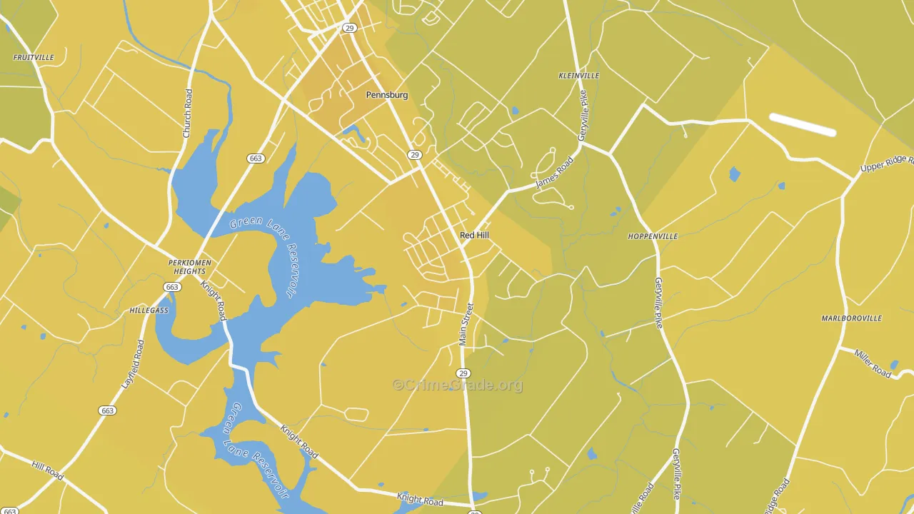 Red Hill, PA Map of Vehicle Theft Rates