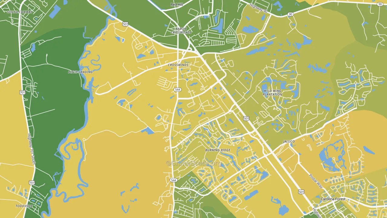 Red Hill, SC Map of Vehicle Theft Rates