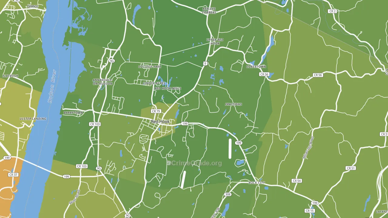 Red Hook, NY Map of Vehicle Theft Rates
