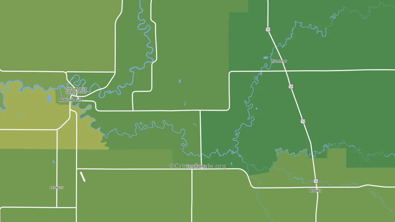 Red Lake County, MN Map of Vehicle Theft Rates