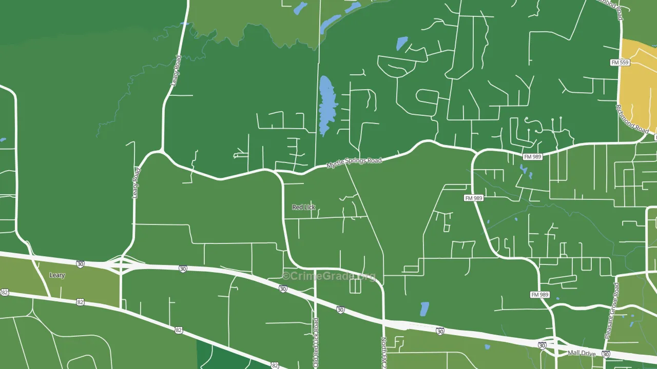 Red Lick, TX Map of Vehicle Theft Rates
