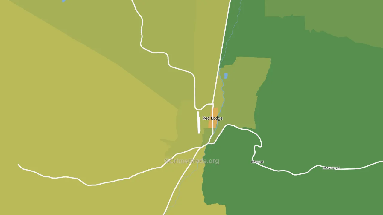 Red Lodge, MT Map of Vehicle Theft Rates