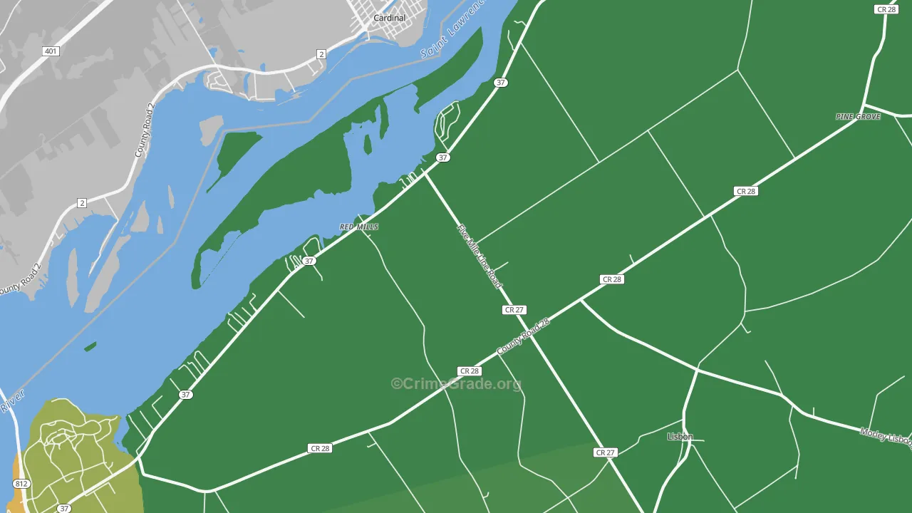 Red Mills, NY Map of Vehicle Theft Rates