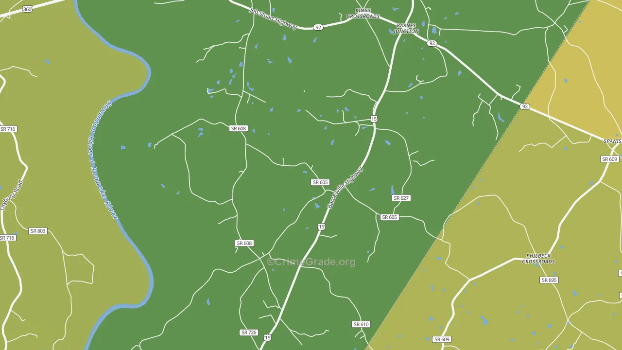 Red Oak, VA Map of Vehicle Theft Rates