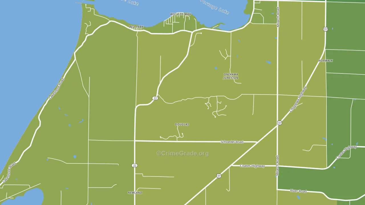 Red Park, MI Map of Vehicle Theft Rates