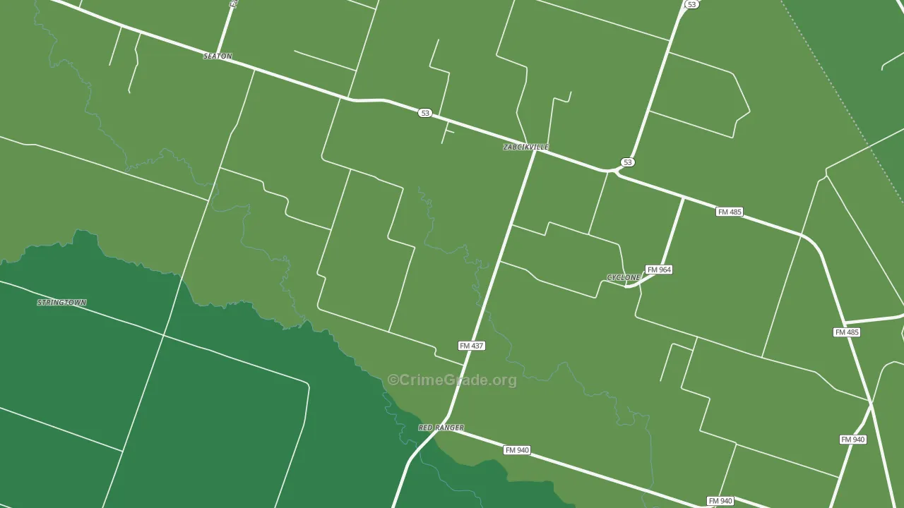 Red Ranger, TX Map of Vehicle Theft Rates