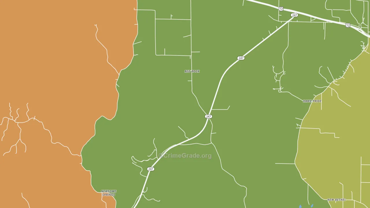Red Rock, AL Map of Vehicle Theft Rates