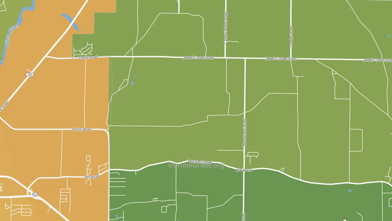 Red Rock, GA Map of Vehicle Theft Rates