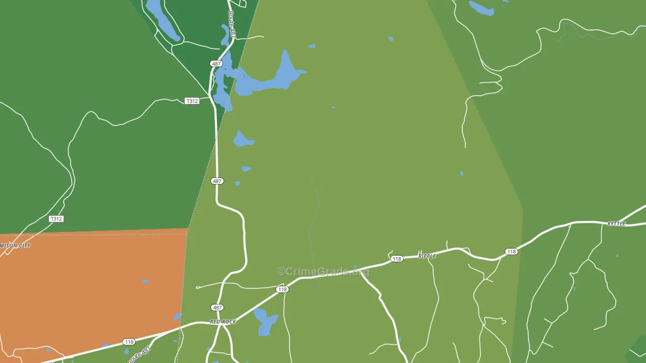 Red Rock, PA Map of Vehicle Theft Rates