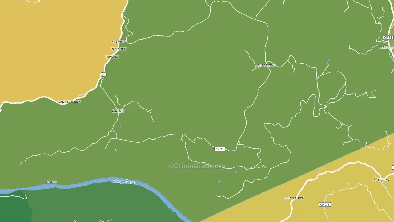 Red Spring, WV Map of Vehicle Theft Rates