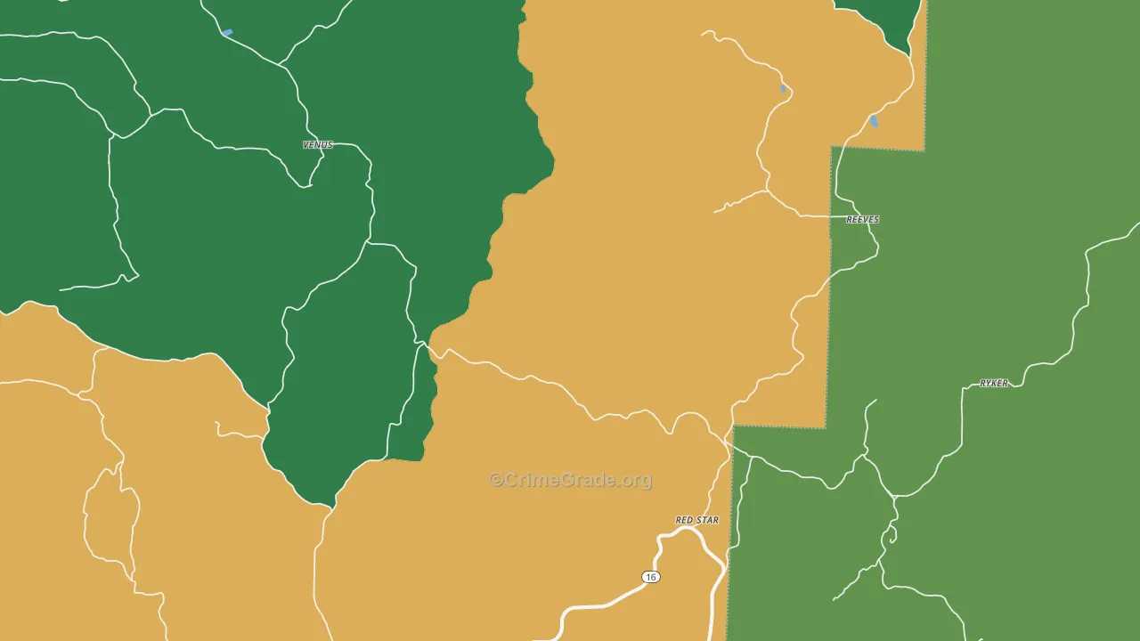 Red Star, AR Map of Vehicle Theft Rates