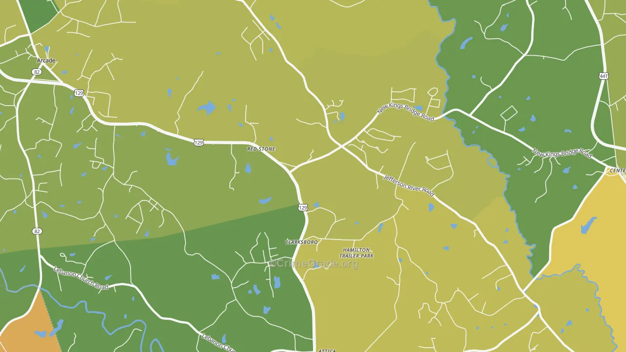 Red Stone, GA Map of Vehicle Theft Rates