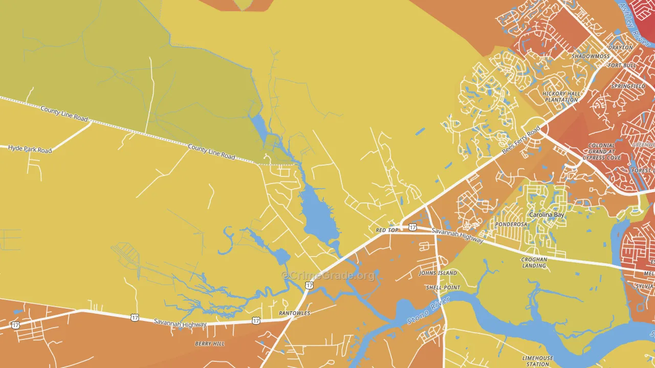Red Top, SC Map of Vehicle Theft Rates