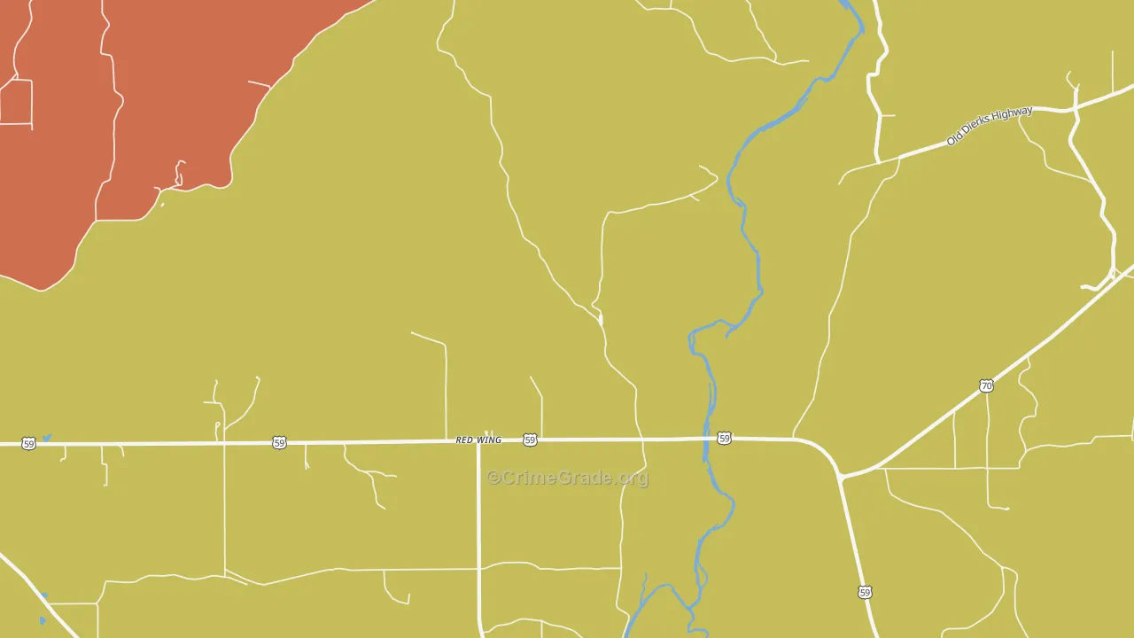 Red Wing, AR Map of Vehicle Theft Rates