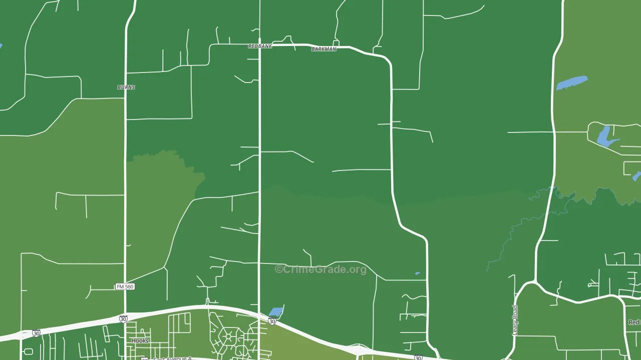 Redbank, TX Map of Vehicle Theft Rates