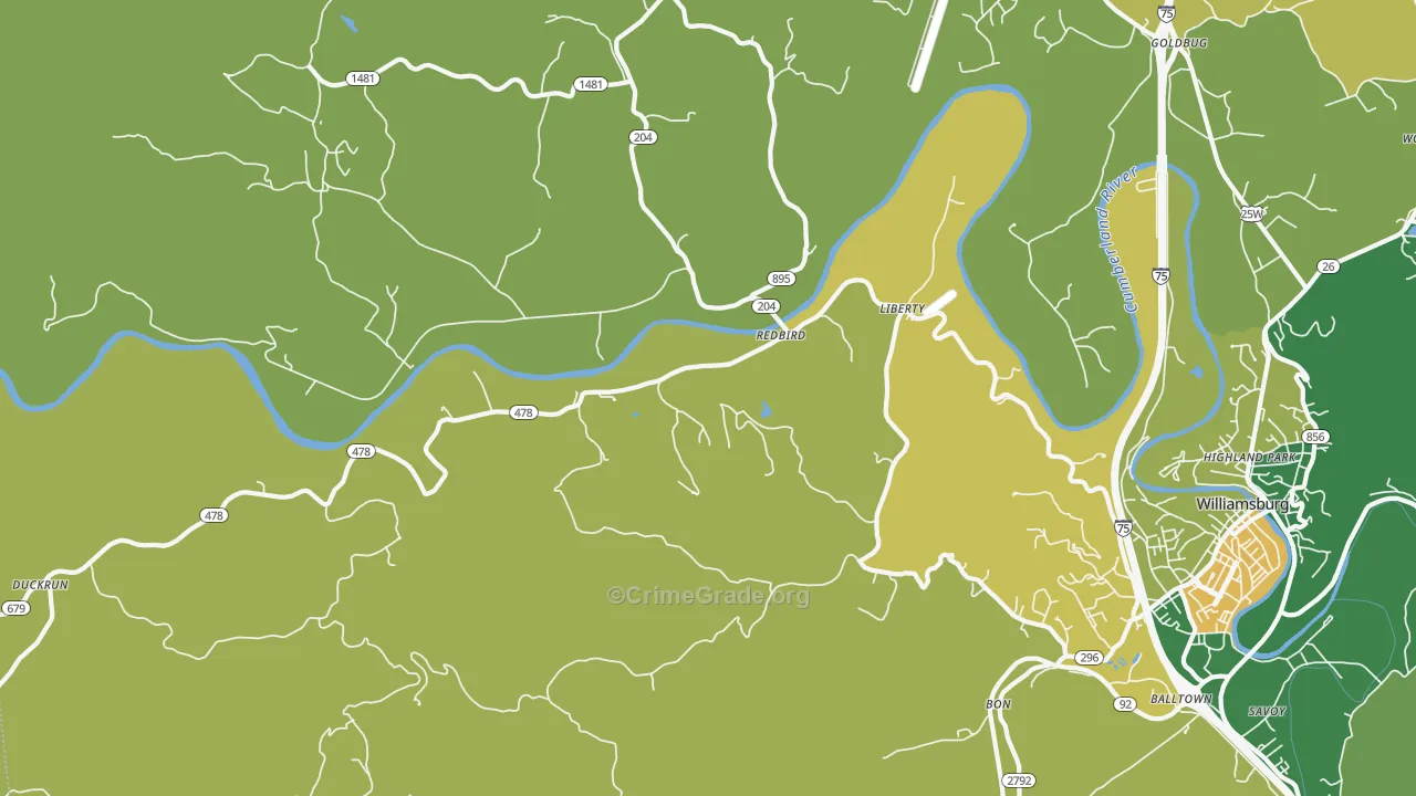Redbird, KY Map of Vehicle Theft Rates