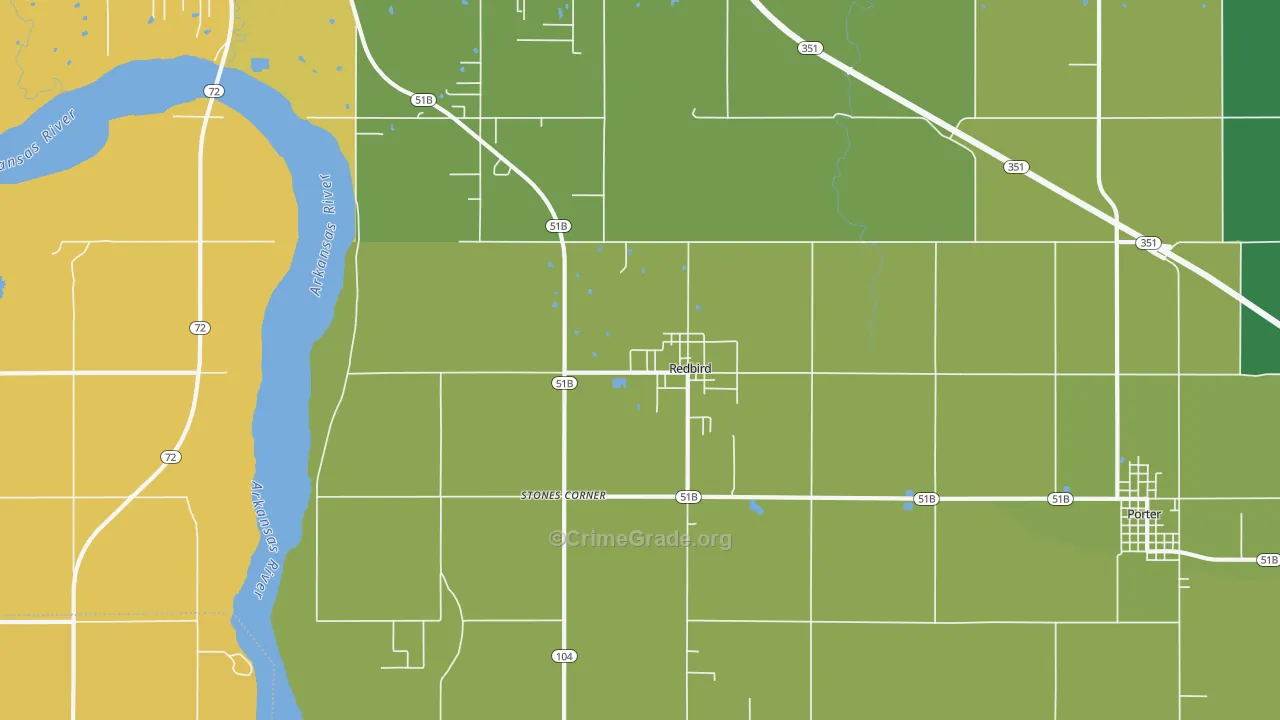 Redbird, OK Map of Vehicle Theft Rates
