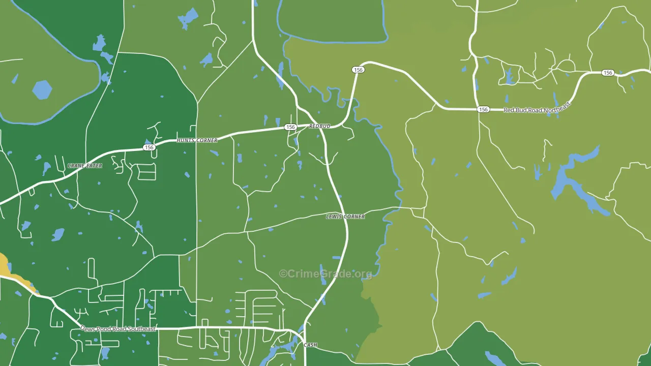 Redbud, GA Map of Vehicle Theft Rates