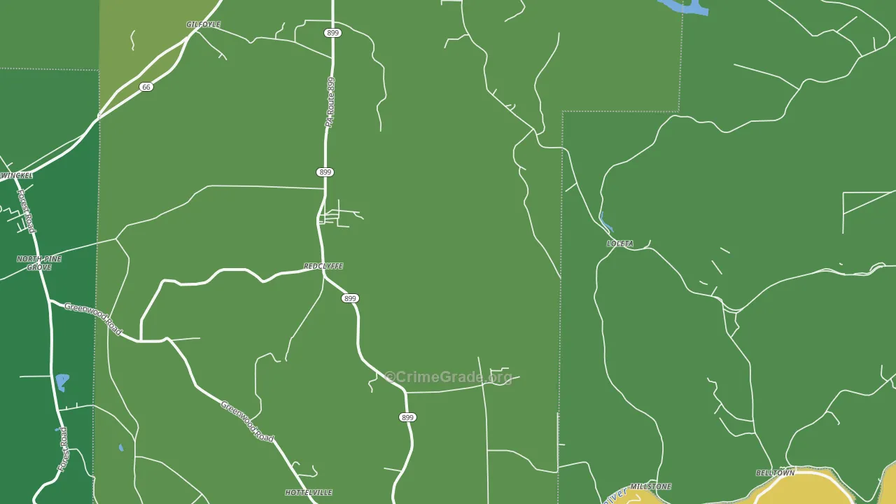 Redclyffe, PA Map of Vehicle Theft Rates