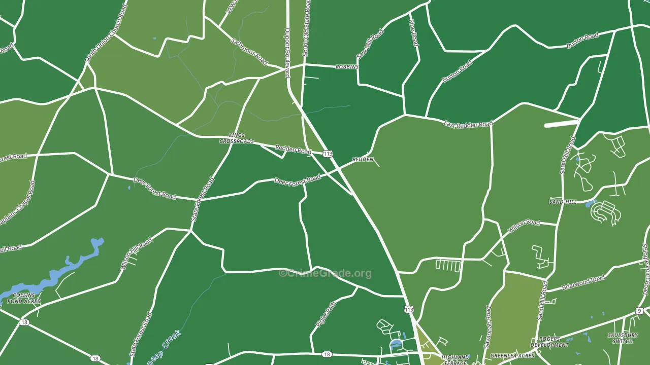 Redden, DE Map of Vehicle Theft Rates