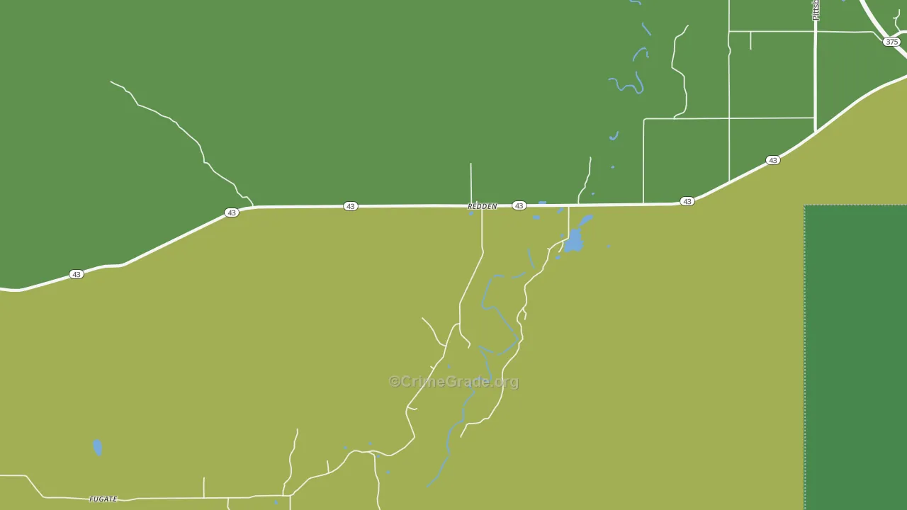 Redden, OK Map of Vehicle Theft Rates