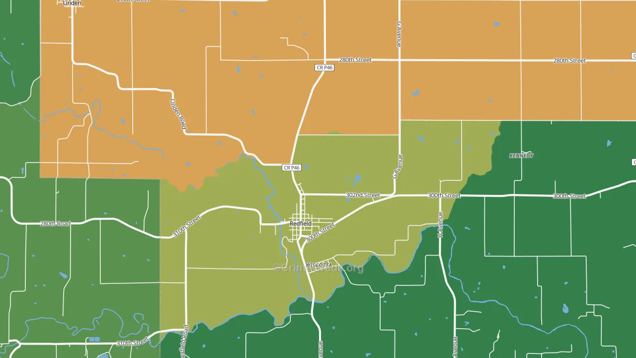 Redfield, IA Map of Vehicle Theft Rates